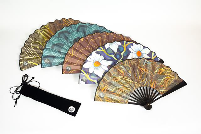 Kollektion Fächer Art déco mit fünf Designs und Umhängetasche